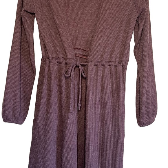 Chaser Love Rib Tie Front Hi-lo Sweater Duster Purple XS - Picture 3 of 9